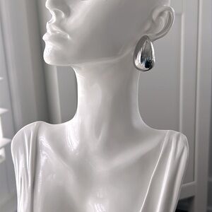 PEARLORY Silver Droplet Studs, White Gold Stud Earrings, Post Back, Non-Tarnish